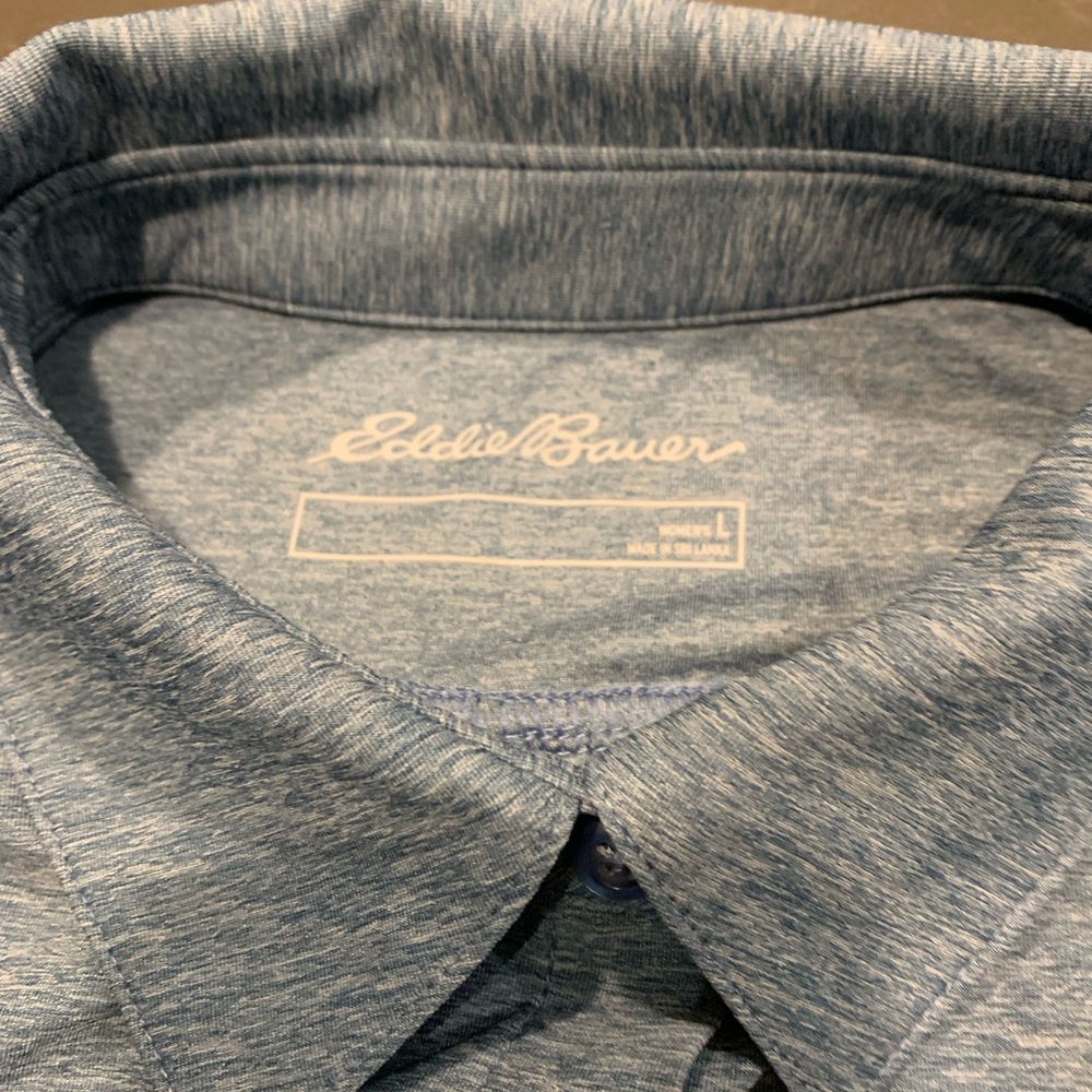 NWT Eddie Bauer Heathered Blue Collared Shirt